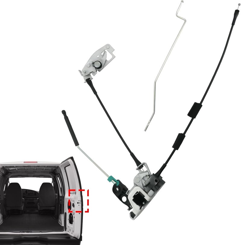 Blycorul Rear Door Latch Assembly with Cable & Rod, Right Passenger Side for Ford 1992-2019 E150 E250 E350 Econoline Van, Cargo Door Lock Latch Connective Repair Replaces 6C2Z-15431A02-AA - Image 1